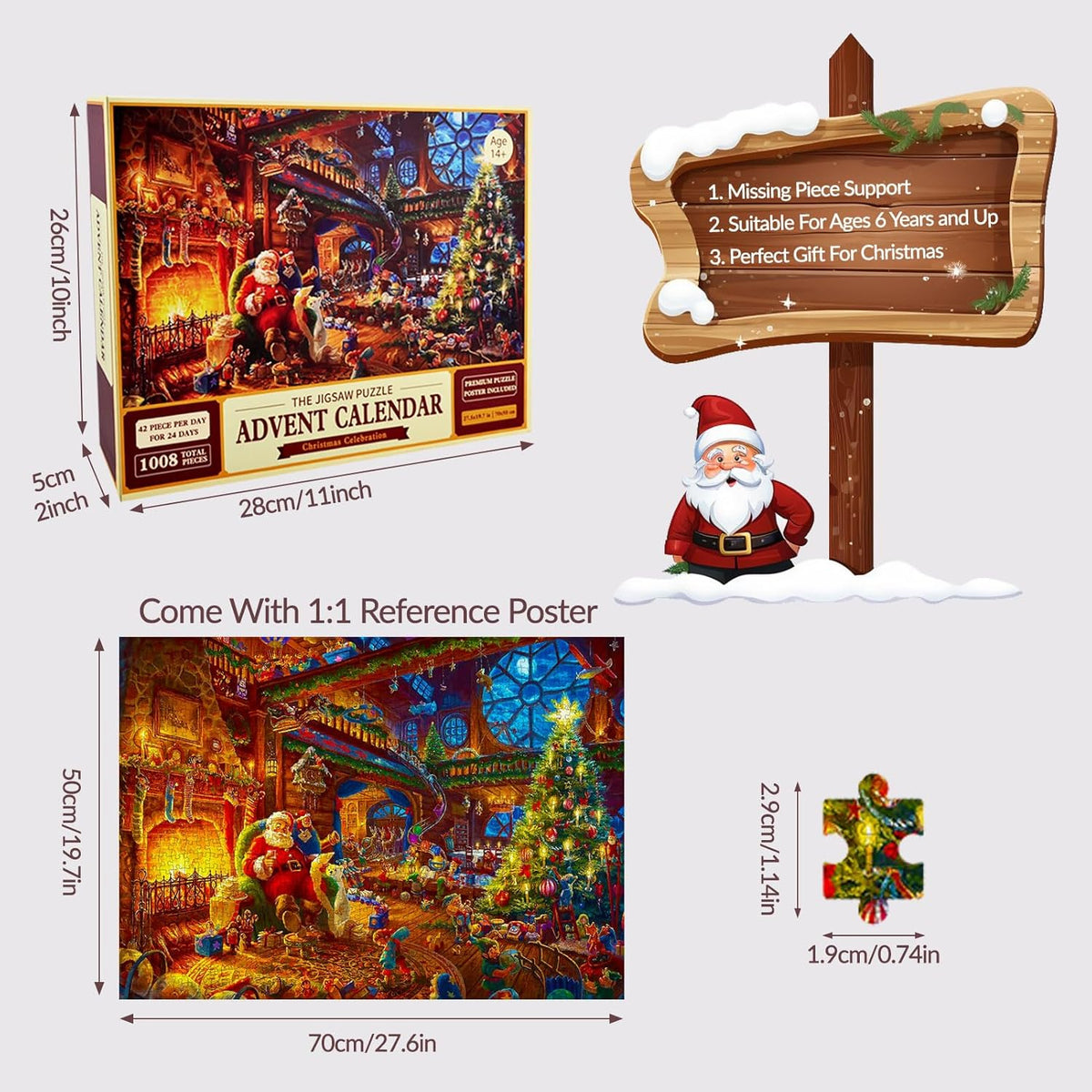 24 Day Advent Calendar 2026 Christmas Jigsaw Puzzles (1008 Pcs)