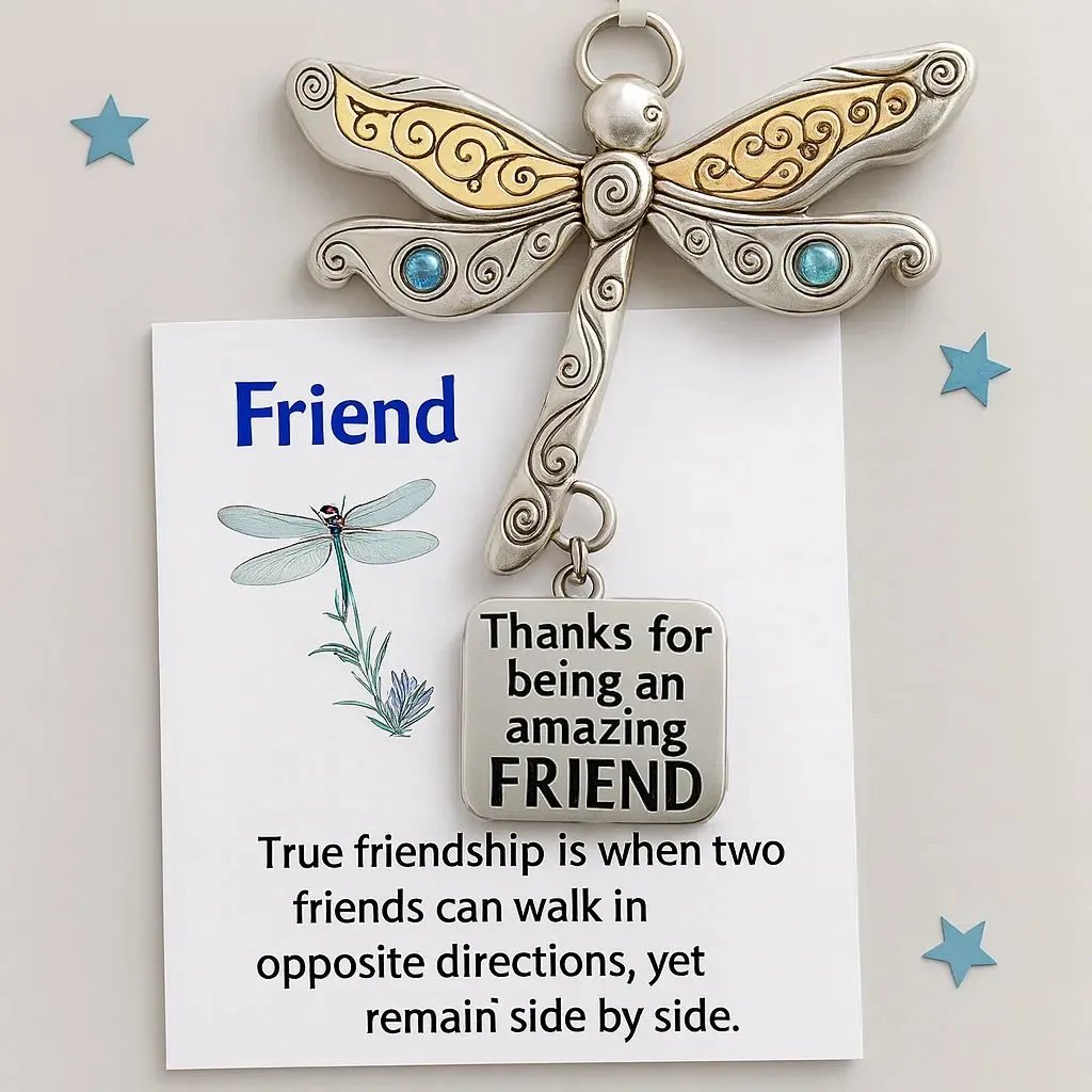 Friendship Dragonfly Ornament With Sentimental Quote -๐ Gift for Best Friends