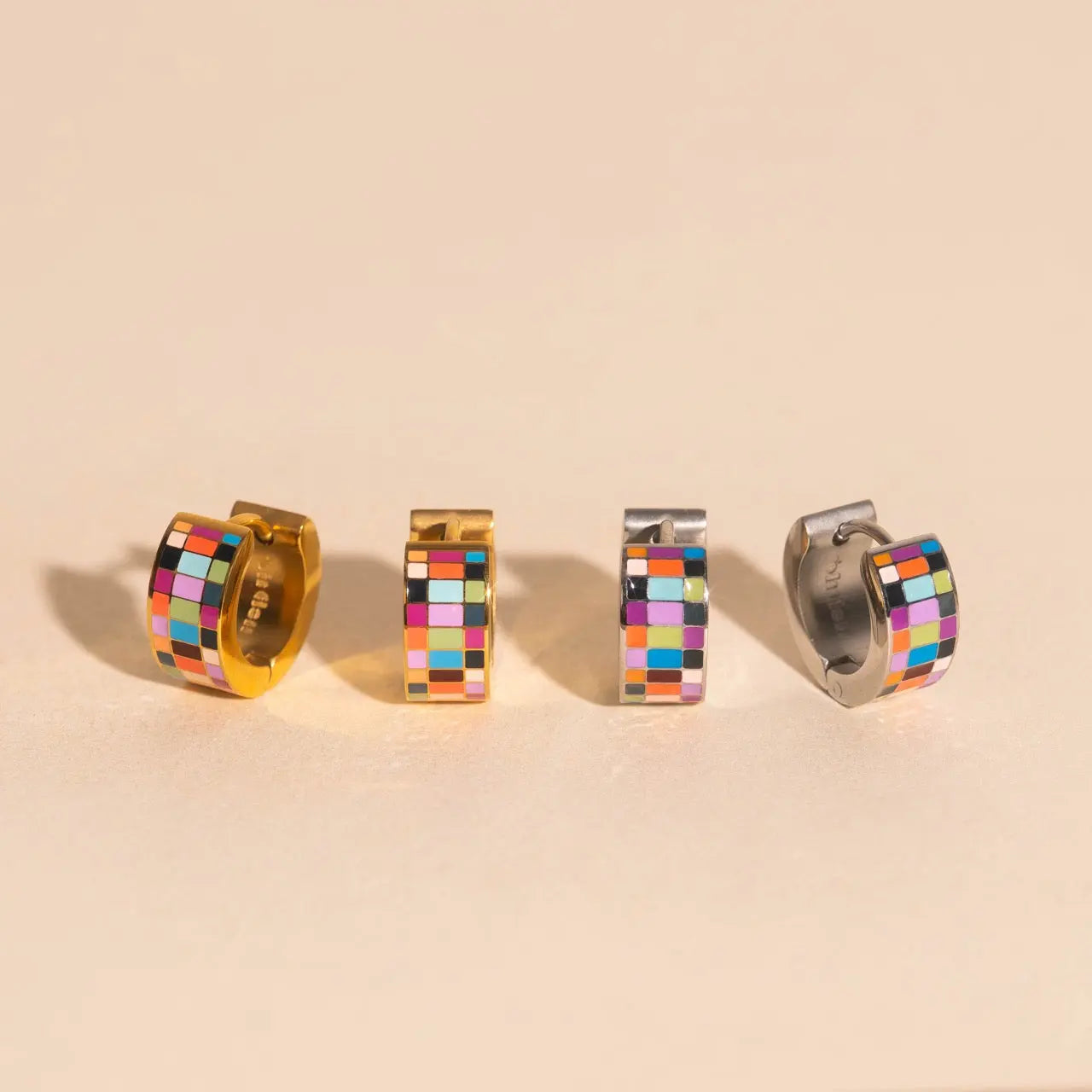 TYIIPLUS™ Checkered Super Chunky Huggie Hoop Earrings