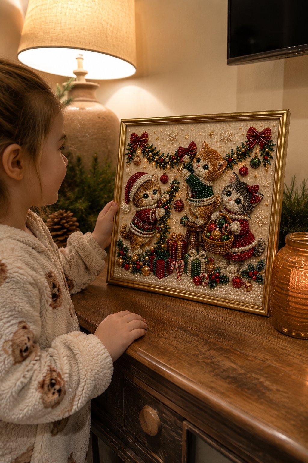 ๐๐พPremium 3D Pearl Christmas Kitty Art Kit | Luxury Flocked Canvas with Scratch-Resistant Non-Fading Pearl Beads DIY Holiday Decor ๐
๐ฑโ๏ธ