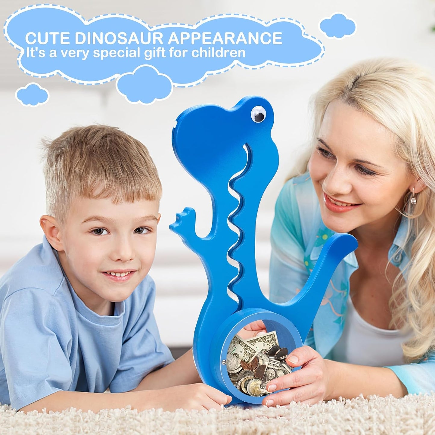 Wooden Dinosaur Piggy Bank