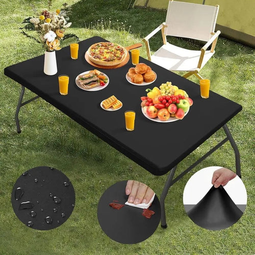 Stretch Fabric Table Top Cap Cover – Elastic Edge, Waterproof & Reusable