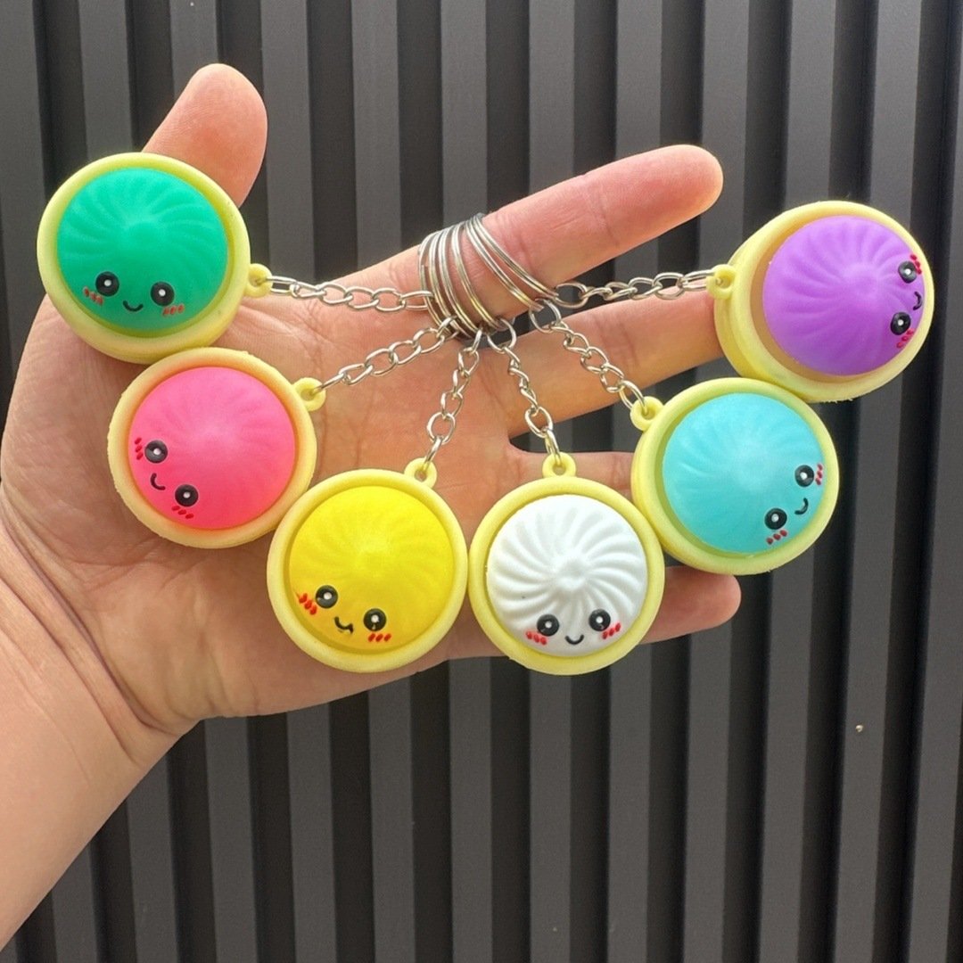 🥟 Cute Dumpling-Shaped Pressable Fidget Keychain (6PCS)
