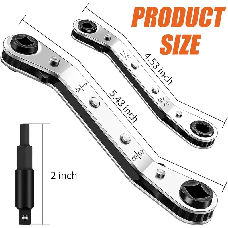 š§ 4-in-1 HVAC Ratchet Service Wrench Set with S2 Hex Bit Adapters
