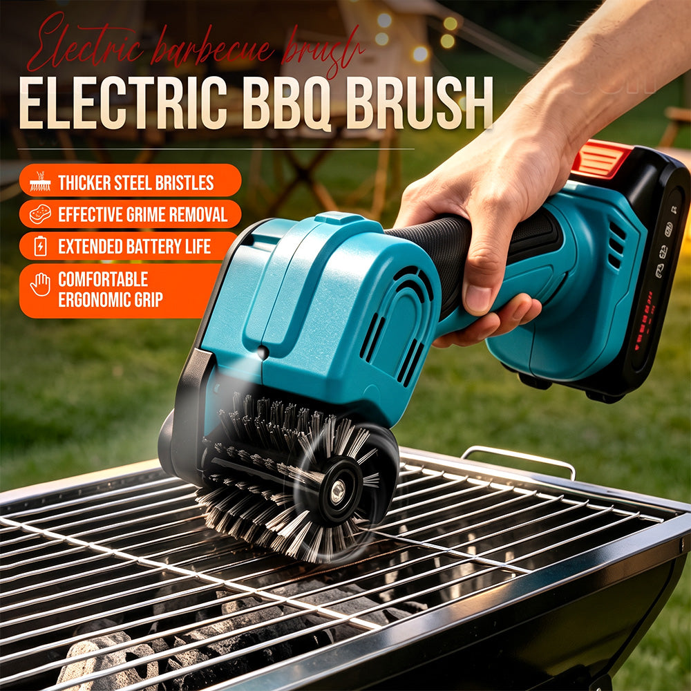 TYIIPLUS™ 21V Cordless Electric BBQ Grill Brush – Heavy-Duty Power Scrubber with LED Light & Replacement Brush Head