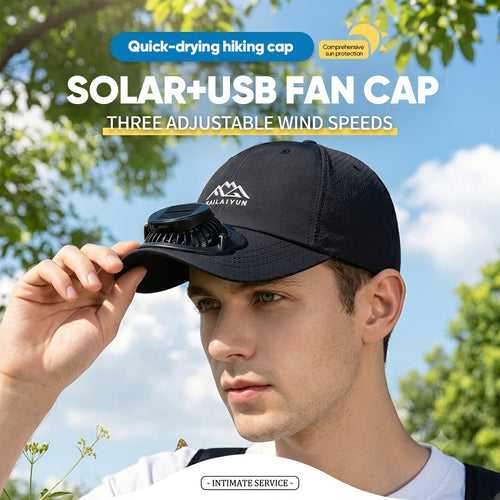 Summer Solar-Powered Digital Display Fan Baseball Cap