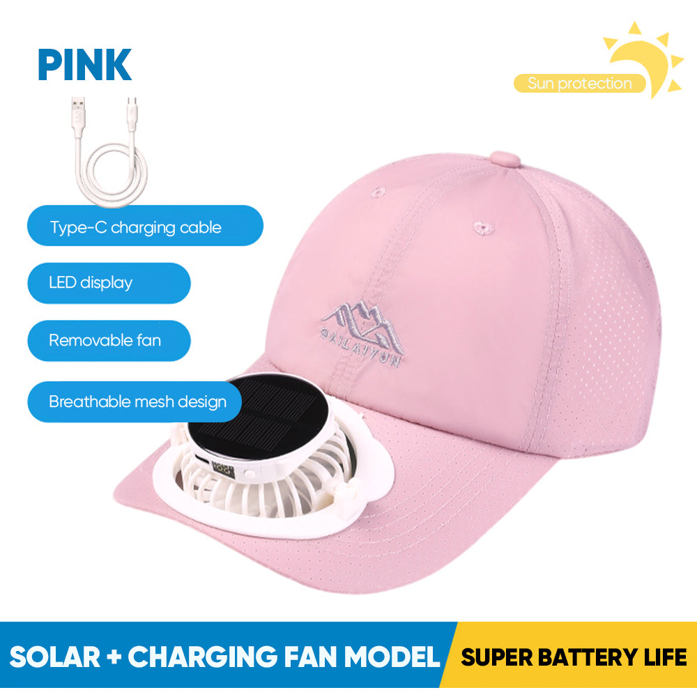 Summer Solar-Powered Digital Display Fan Baseball Cap