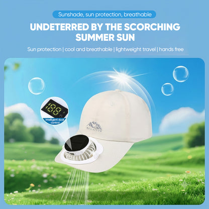Summer Solar-Powered Digital Display Fan Baseball Cap