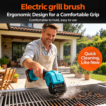 TYIIPLUS™ 21V Cordless Electric BBQ Grill Brush – Heavy-Duty Power Scrubber with LED Light & Replacement Brush Head