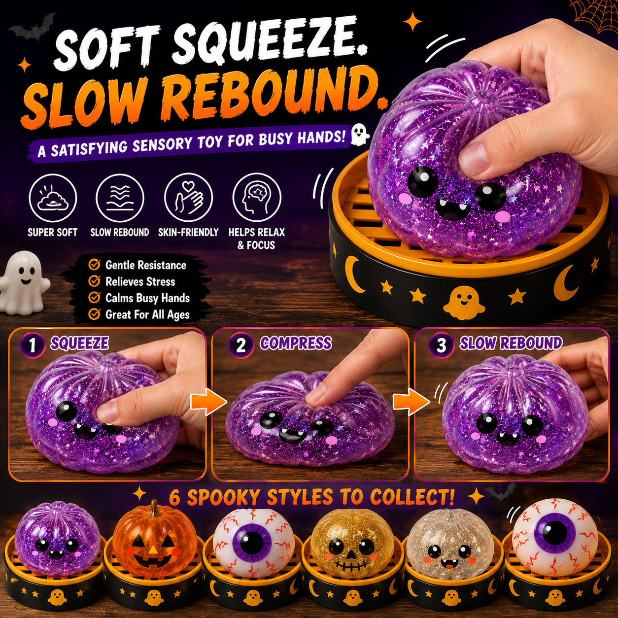 🔥 55% OFF TODAY 🎃 Halloween Steamed Bun Squishy Mystery Box Toy