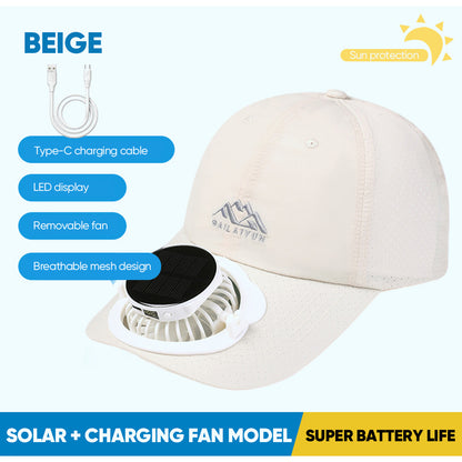 Summer Solar-Powered Digital Display Fan Baseball Cap