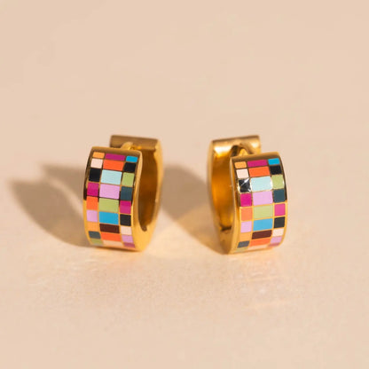 TYIIPLUS™ Checkered Super Chunky Huggie Hoop Earrings
