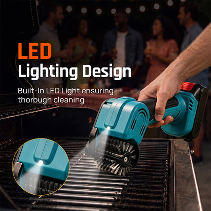 TYIIPLUS™ 21V Cordless Electric BBQ Grill Brush – Heavy-Duty Power Scrubber with LED Light & Replacement Brush Head