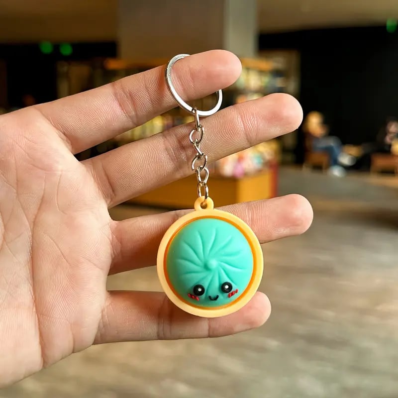 🥟 Cute Dumpling-Shaped Pressable Fidget Keychain (6PCS)