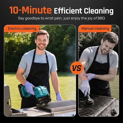 TYIIPLUS™ 21V Cordless Electric BBQ Grill Brush – Heavy-Duty Power Scrubber with LED Light & Replacement Brush Head