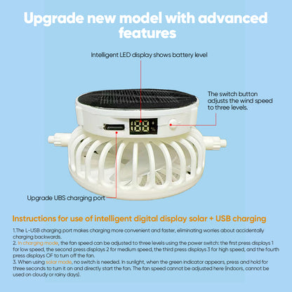 Summer Solar-Powered Digital Display Fan Baseball Cap