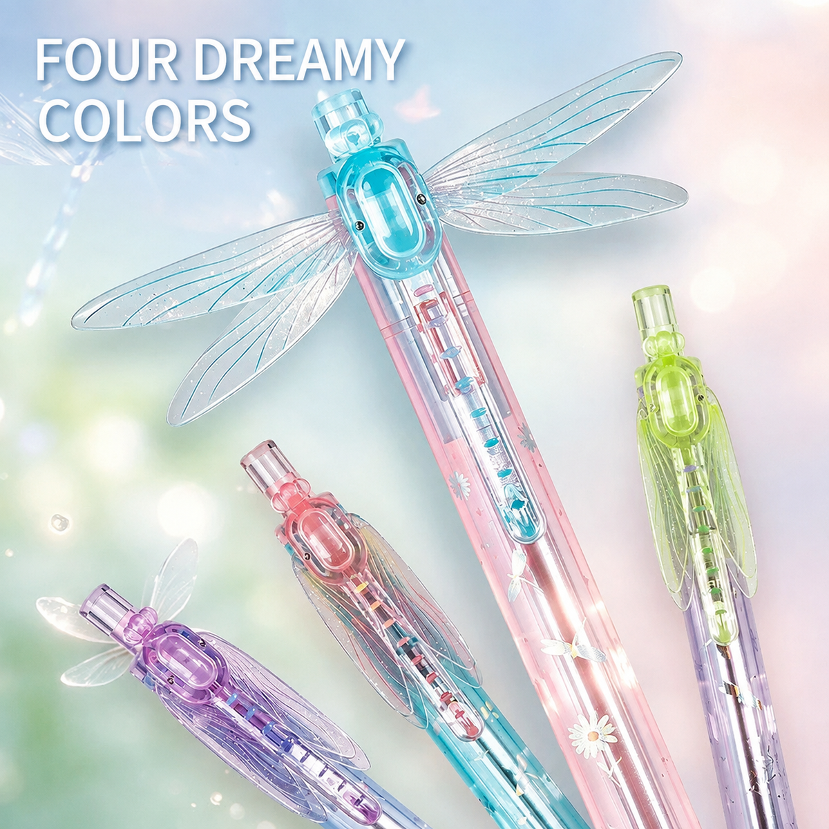 Four Gleaming Wings pen colors in a pastel arrangement