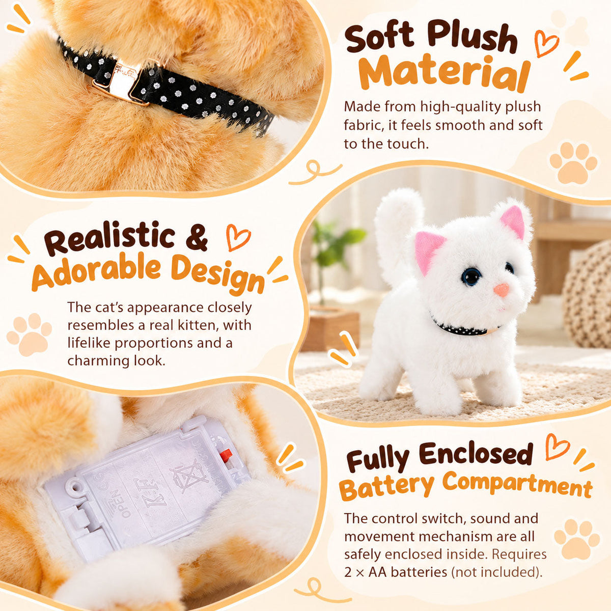 Electric Interactive Plush Kitten Toy