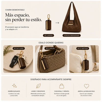 Tyiiplus™ Charm Transformable Bag – Stylish Vegan Leather Tote & Keychain Charm