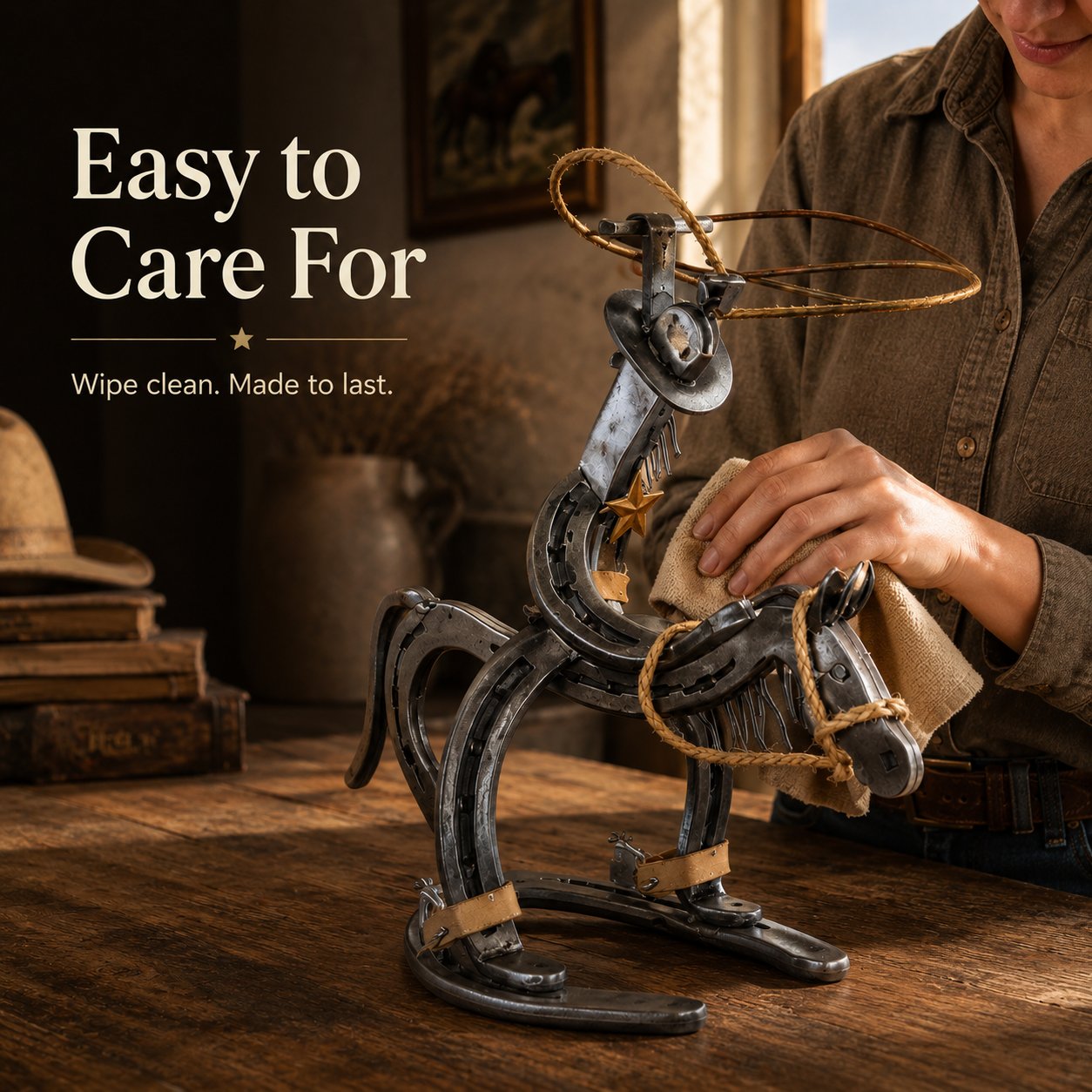Handcrafted Cowboy Iron Pony Ornament