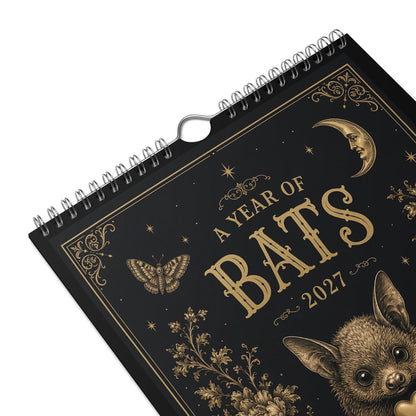 2027 Vintage Victorian Gothic Bat Art Monthly Wall Calendar