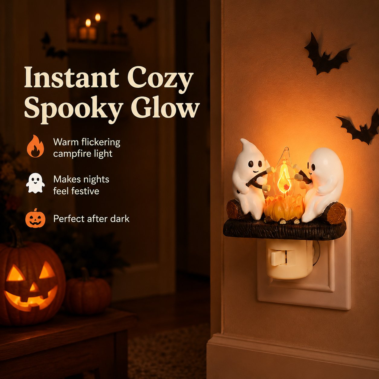 👻Cute Ghost Campfire Halloween Nightlight🔥