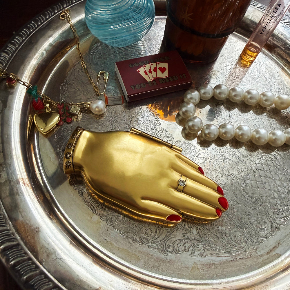 The Handheld Compact – Vintage Hand-Shaped Pocket Mirror