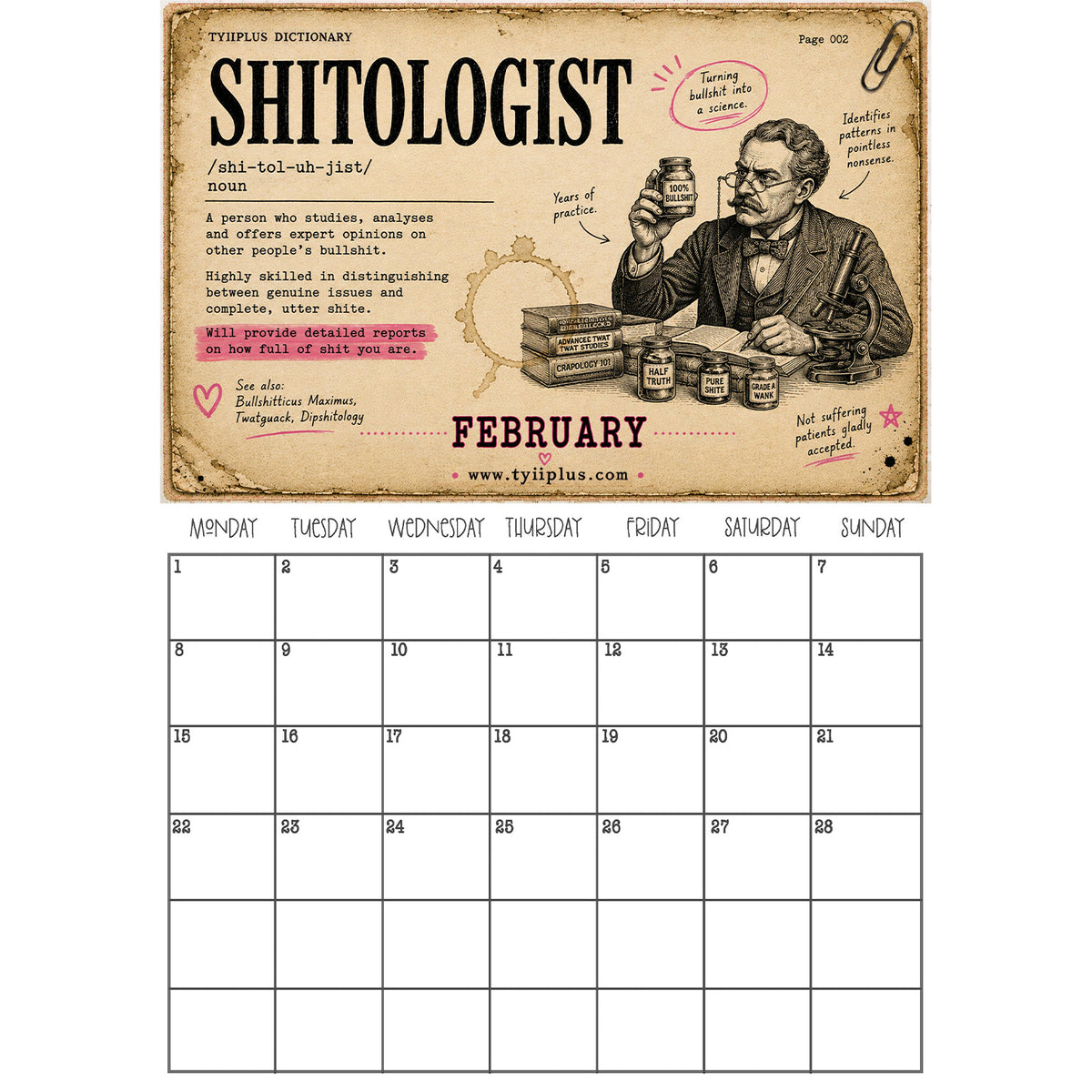 TYIIPLUS 2027 Dictionary Wall Calendar – Definitions of Life, By Life