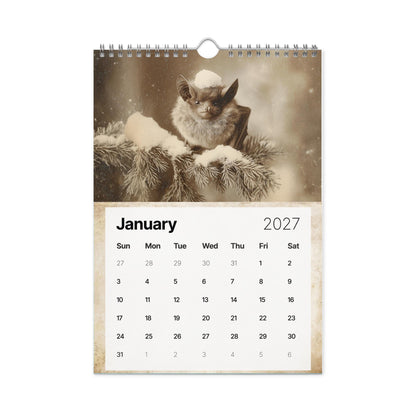 2027 Vintage Victorian Gothic Bat Art Monthly Wall Calendar
