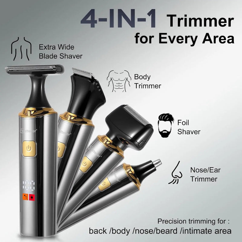 4-in-1 Men's Electric Back Shaver & Body Groomer | Waterproof USB Trimmer