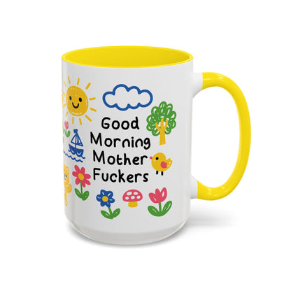 Good Morning Mother Fuckers Mug, Doodle Art Coffee Cup