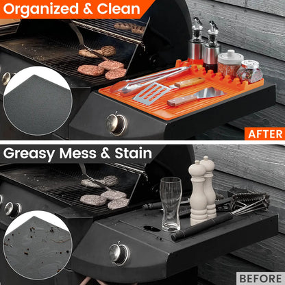 TYIIPLUS™ Silicone Grill Side Shelf Mat – Heat Resistant BBQ Tool Organizer