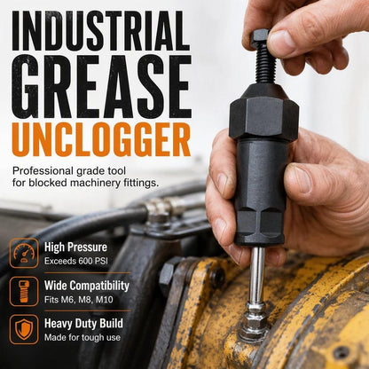 TYIIPLUS™ Heavy-Duty Grease Fitting Cleaner – 600 PSI High-Pressure Grease Gun Unclogging Tool with M6/M8/M10 Adapters