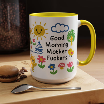Good Morning Mother Fuckers Mug, Doodle Art Coffee Cup