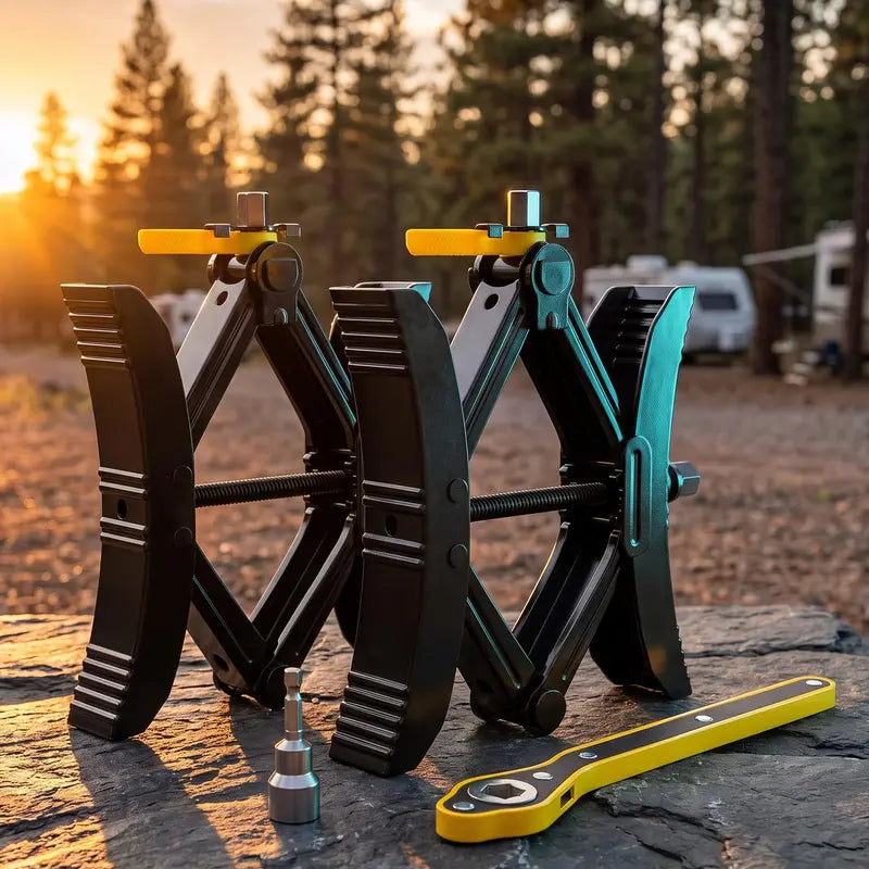 TYIIPLUS™ RV Tire Stabilizer – X-Shaped Dual Tire Chock for Travel Trailers, Motorhomes & Campers