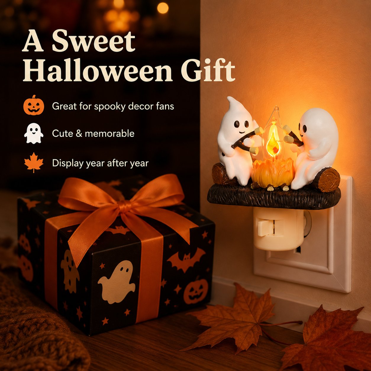 👻Cute Ghost Campfire Halloween Nightlight🔥