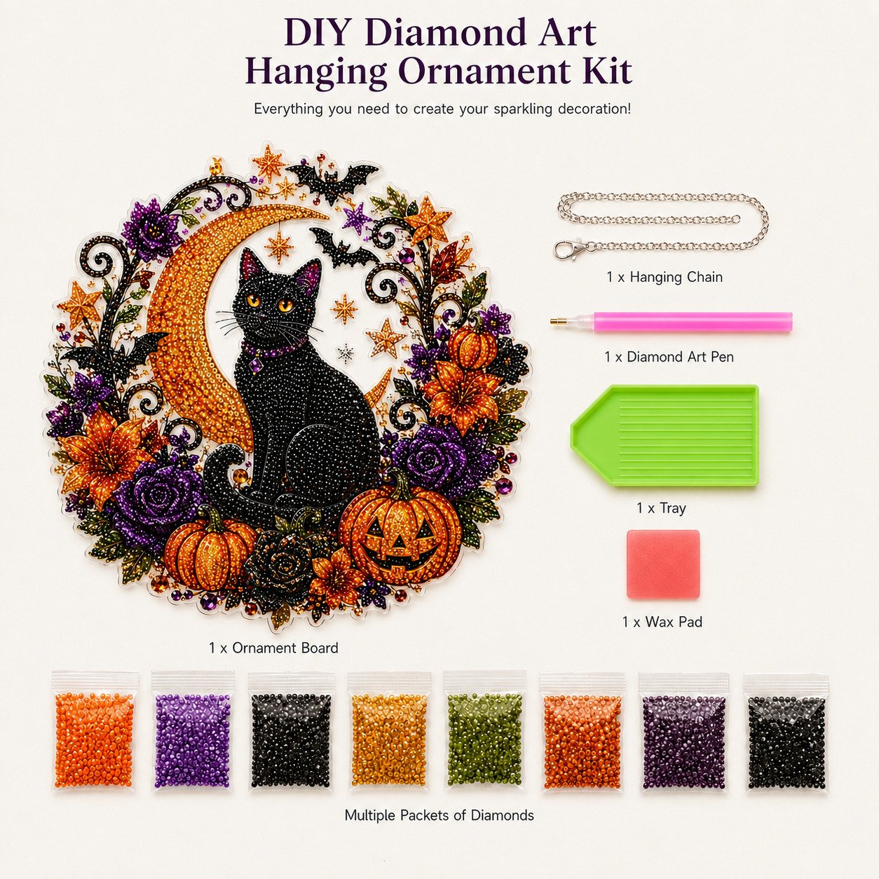 ✨🐮 Highland Cow Diamond Art Hanging Ornament Kit