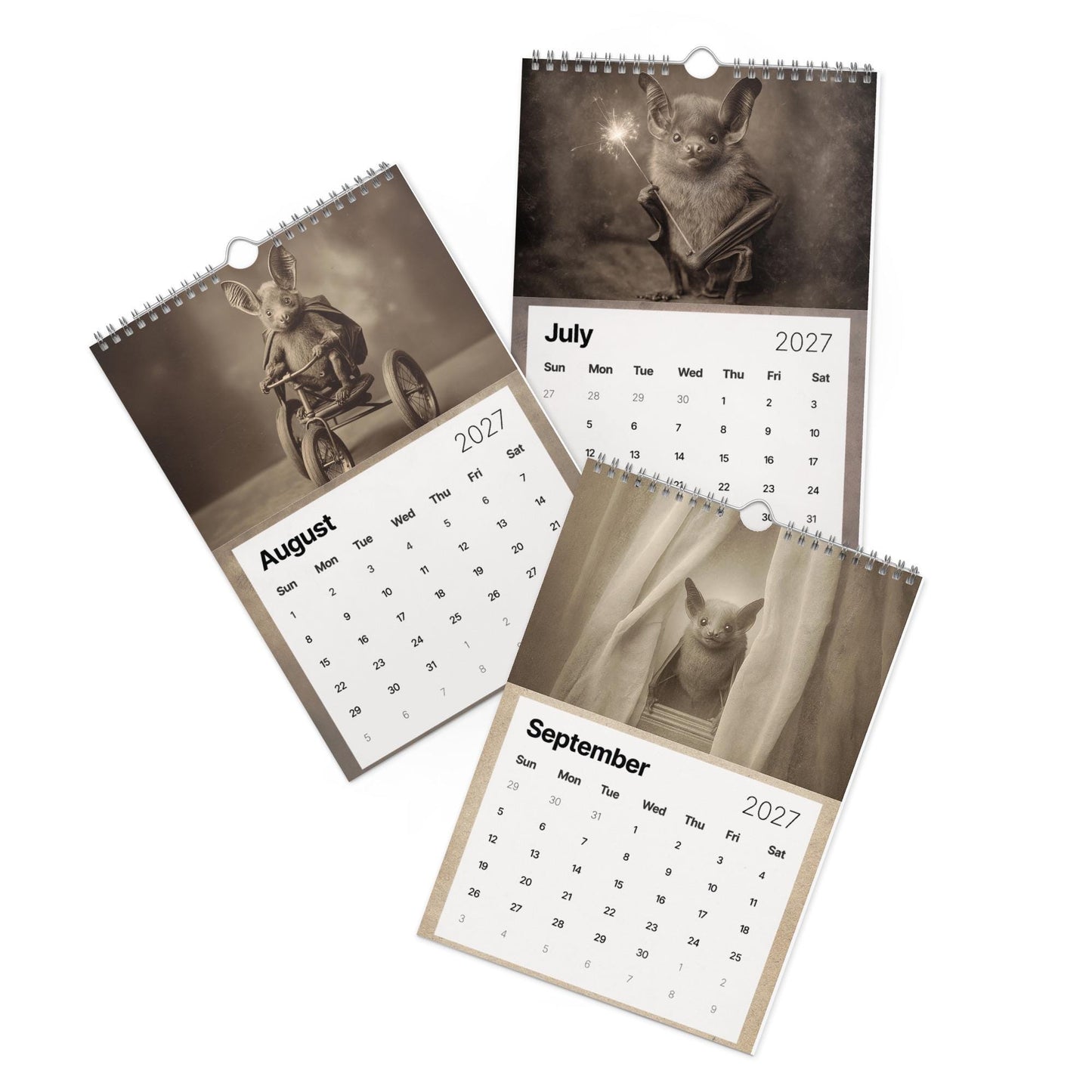 2027 Vintage Victorian Gothic Bat Art Monthly Wall Calendar