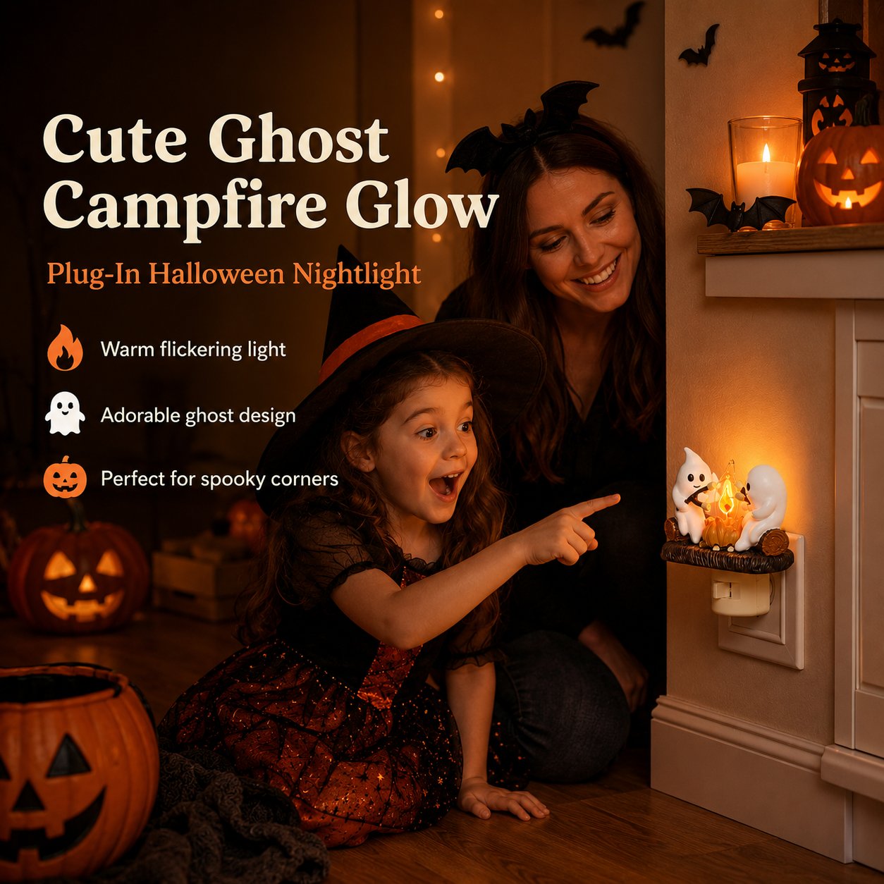 👻Cute Ghost Campfire Halloween Nightlight🔥