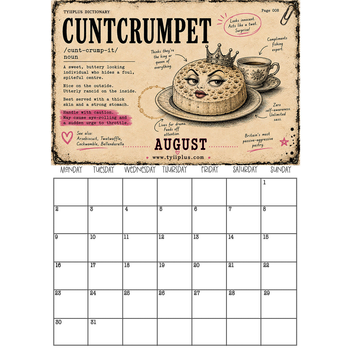 TYIIPLUS 2027 Dictionary Wall Calendar – Definitions of Life, By Life