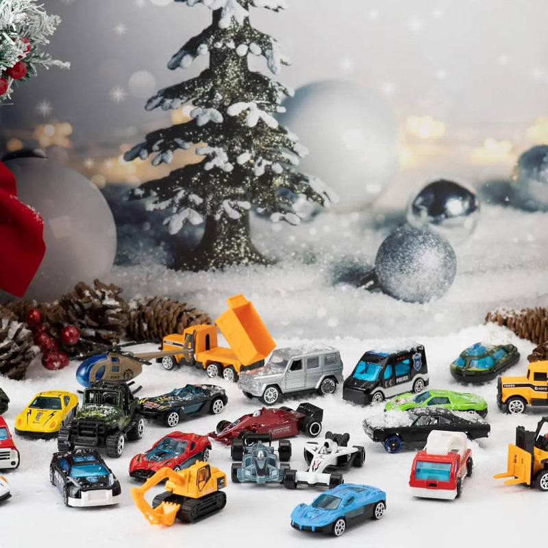 TYIIPLUS™ 2026 Christmas Car Advent Calendar – 24 Die-Cast Vehicles for Kids, Daily Countdown Surprises