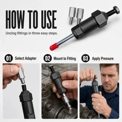TYIIPLUS™ Heavy-Duty Grease Fitting Cleaner – 600 PSI High-Pressure Grease Gun Unclogging Tool with M6/M8/M10 Adapters