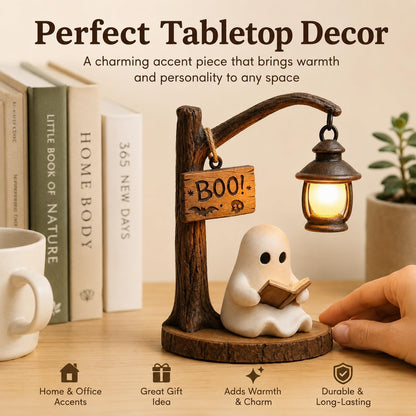 Cute Ghost Reading Lantern – Cosy Halloween Desk Decor