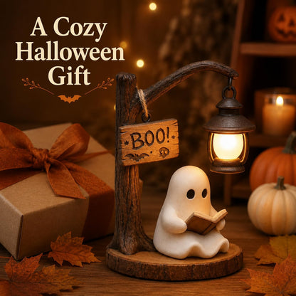 Cute Ghost Reading Lantern – Cosy Halloween Desk Decor
