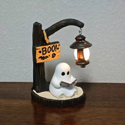 Cute Ghost Reading Lantern – Cosy Halloween Desk Decor
