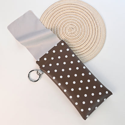 TYIIPLUS™ Minimalist PU Leather Eyeglasses Pouch – Portable Sunglasses Case with Built-In Cleaning Cloth & Key Ring