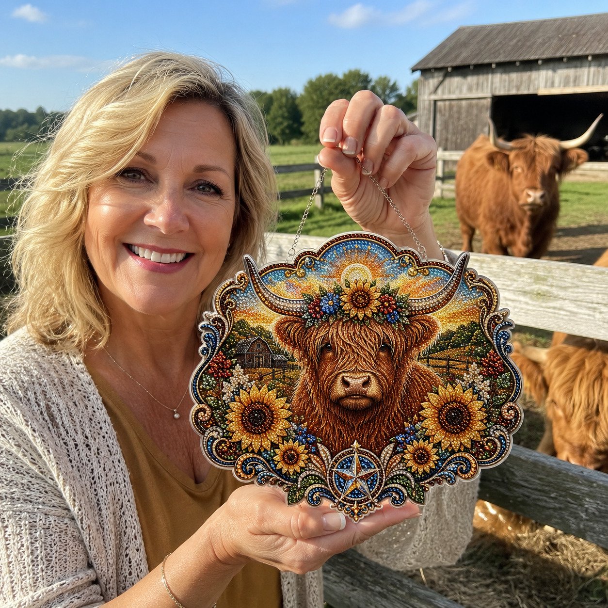 ✨🐮 Highland Cow Diamond Art Hanging Ornament Kit