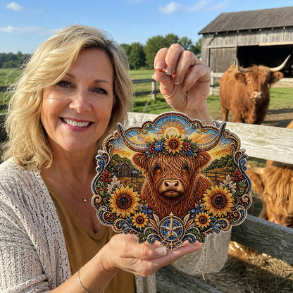 ✨🐮 Highland Cow Diamond Art Hanging Ornament Kit
