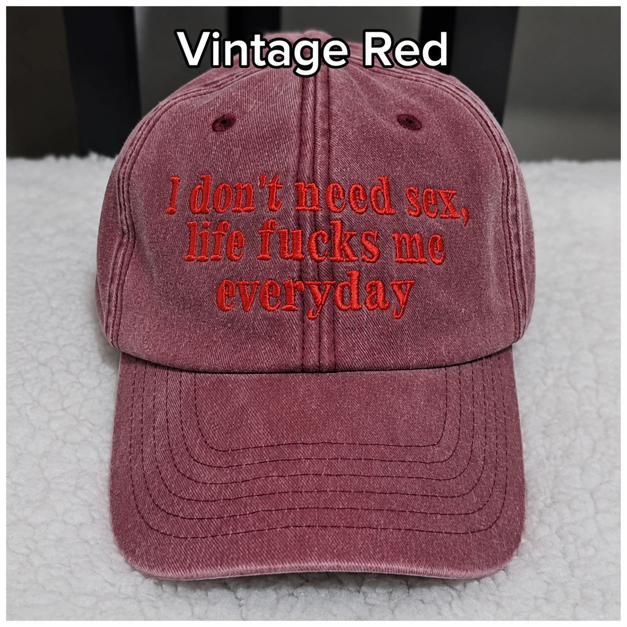I Don't Need Sex Vintage Embroidered Hat