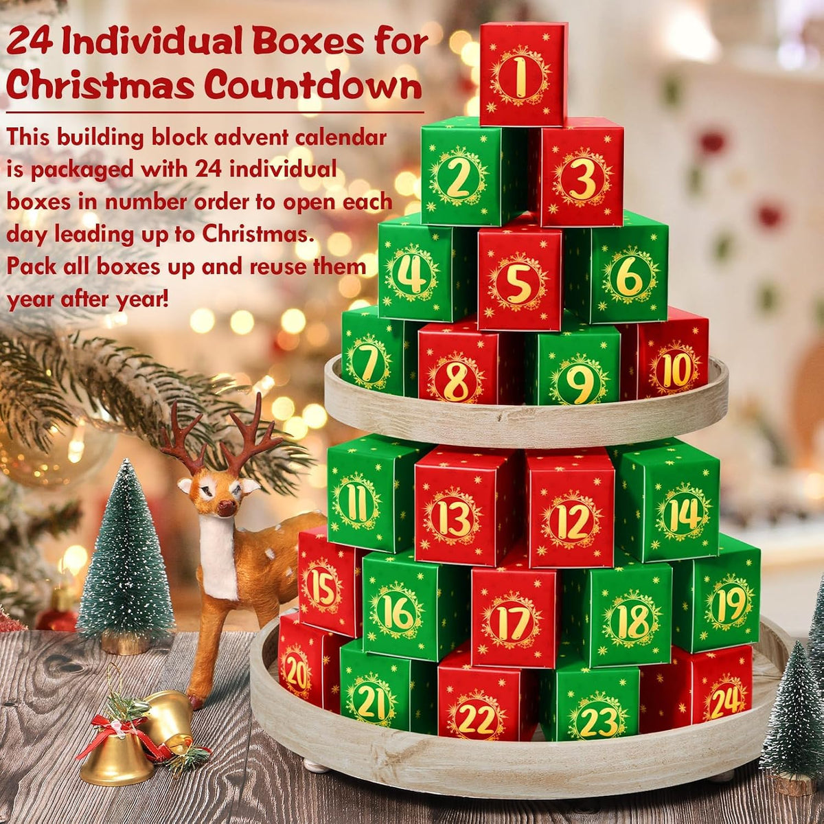 24-Day Flower Bouquet Building Blocks Advent Calendar – 24 Different Flowers Christmas Countdown Building Set